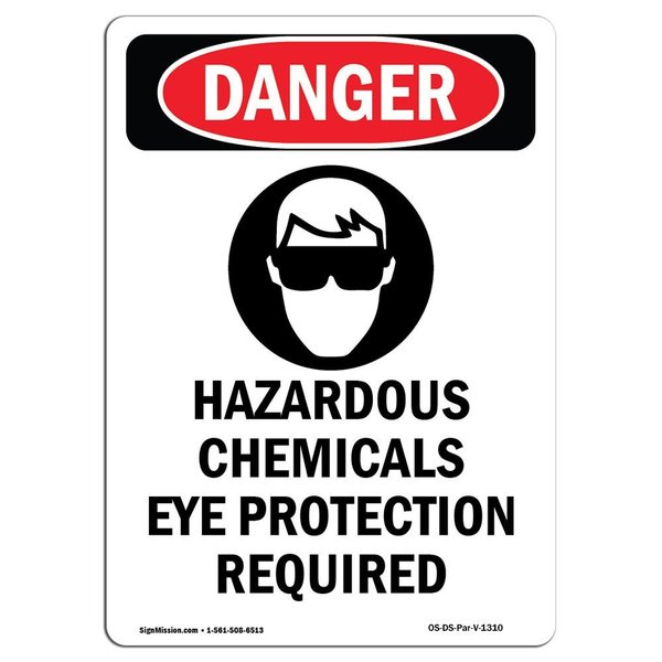 Signmission Safety Sign, OSHA Danger, 24" Height, Rigid Plastic, Hazardous Chemicals, Portrait OS-DS-P-1824-V-1310